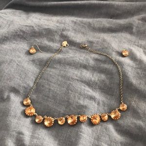 Orange simple statement necklace with earrings